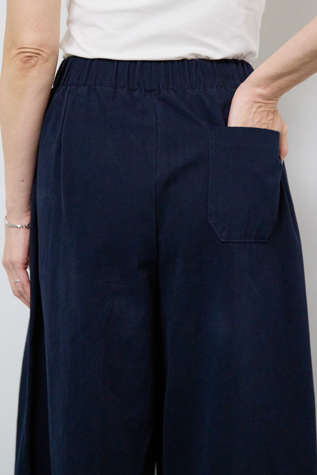 ウエストリボン微起毛ワイドパンツ