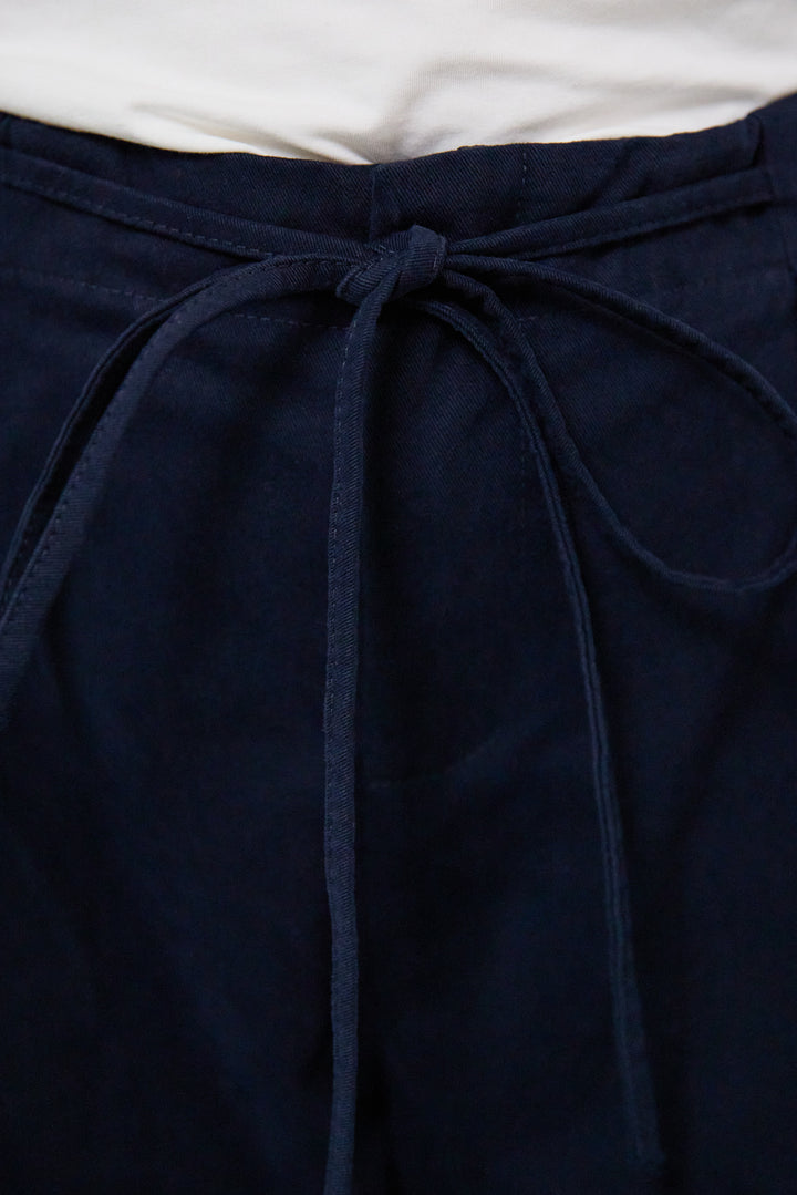 ウエストリボン微起毛ワイドパンツ