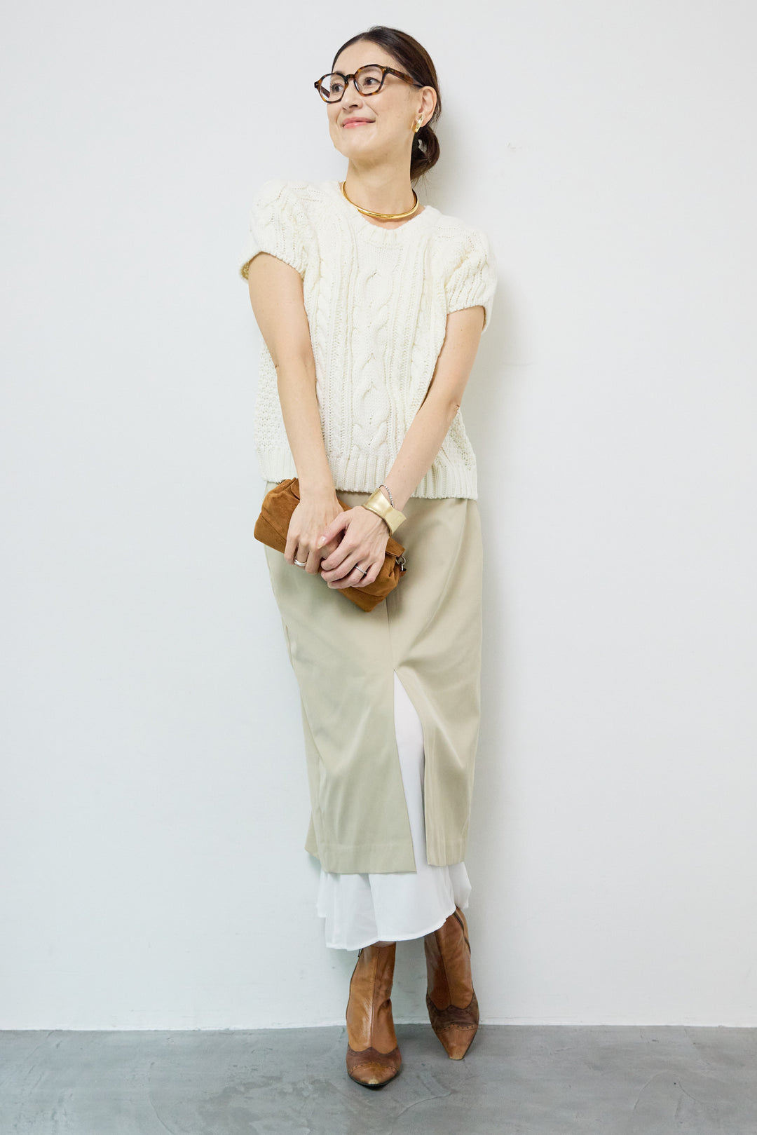 シフォンレイヤードIラインスカート