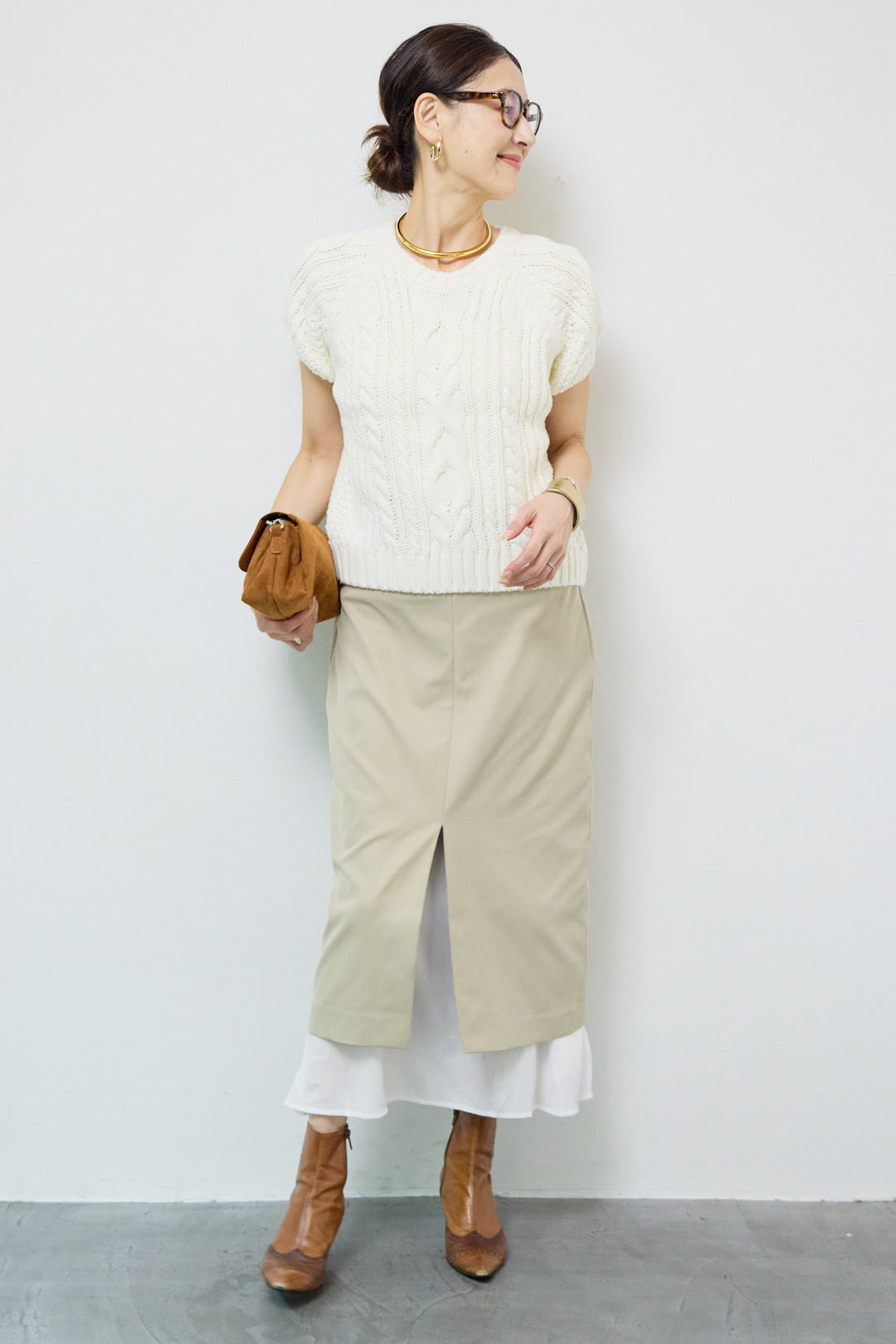 シフォンレイヤードIラインスカート