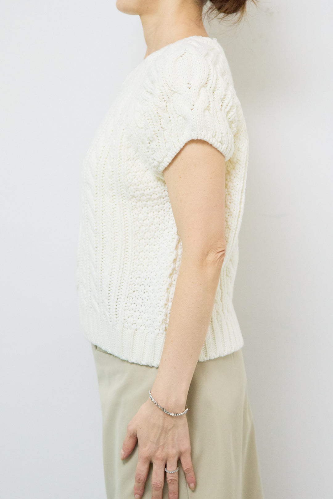 [SET]ケーブルニット+シフォンレイヤードIラインスカート(2set)