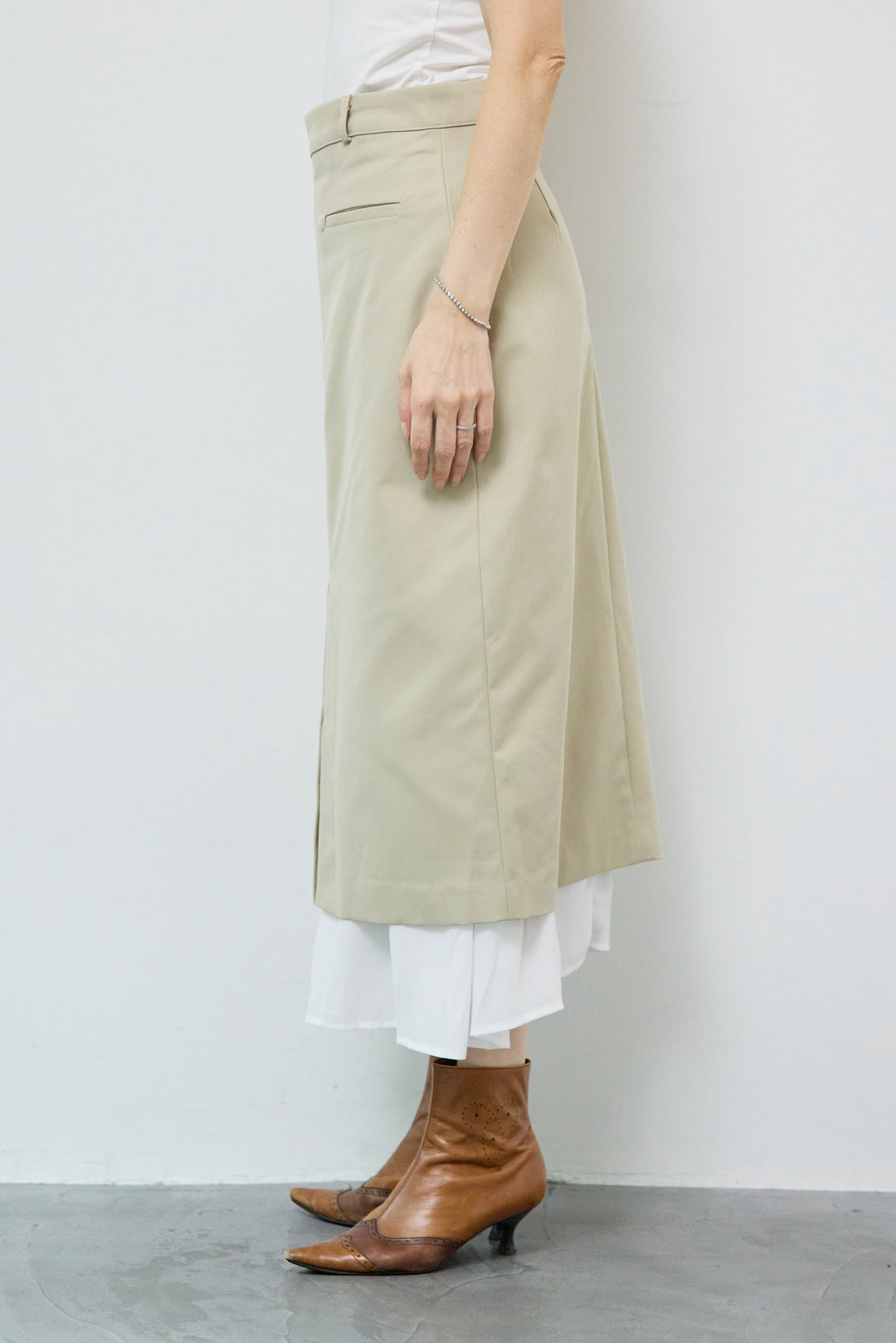 [SET]ショートケープコート+シフォンレイヤードIラインスカート(2set)