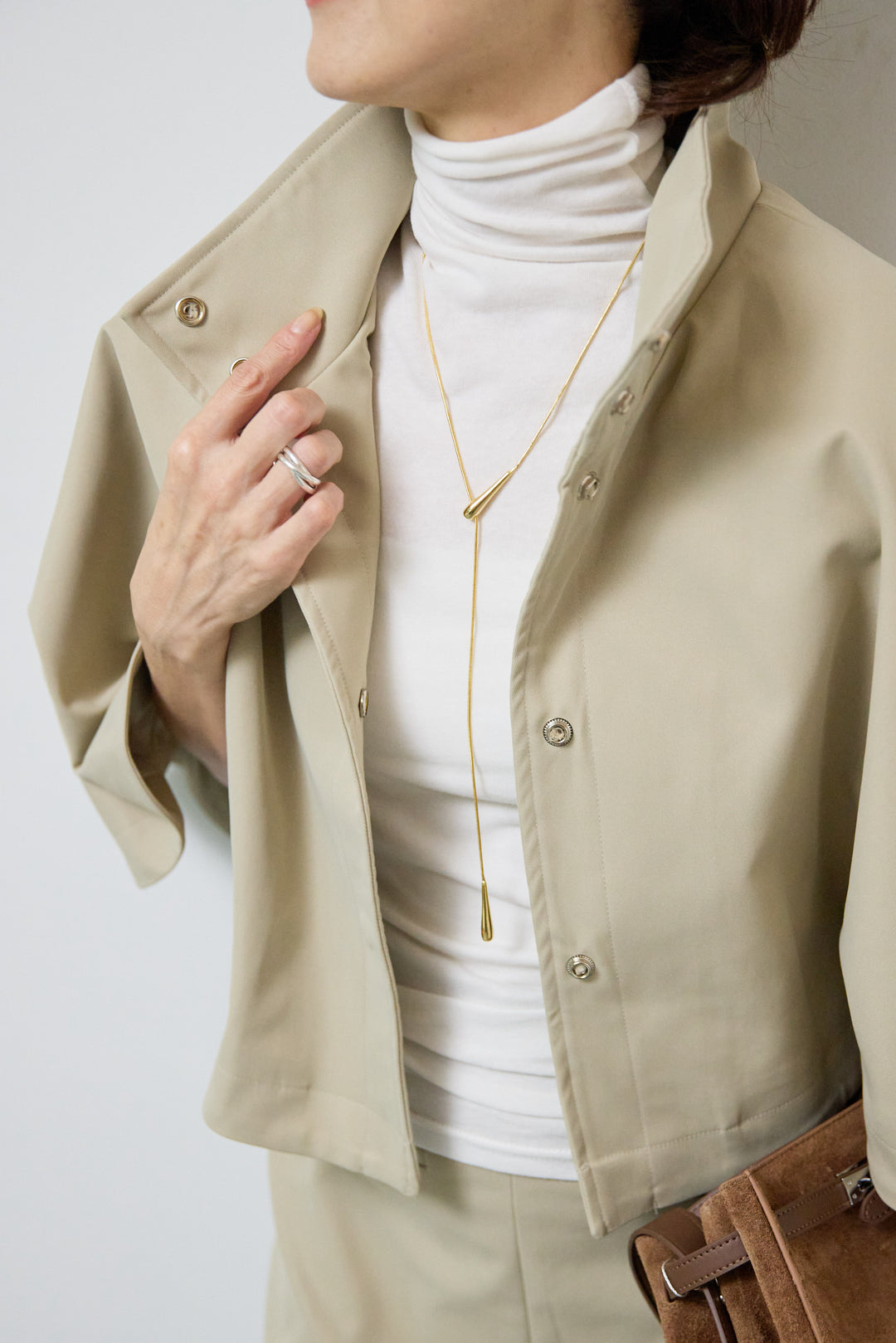 [SET]ショートケープコート+シフォンレイヤードIラインスカート(2set)