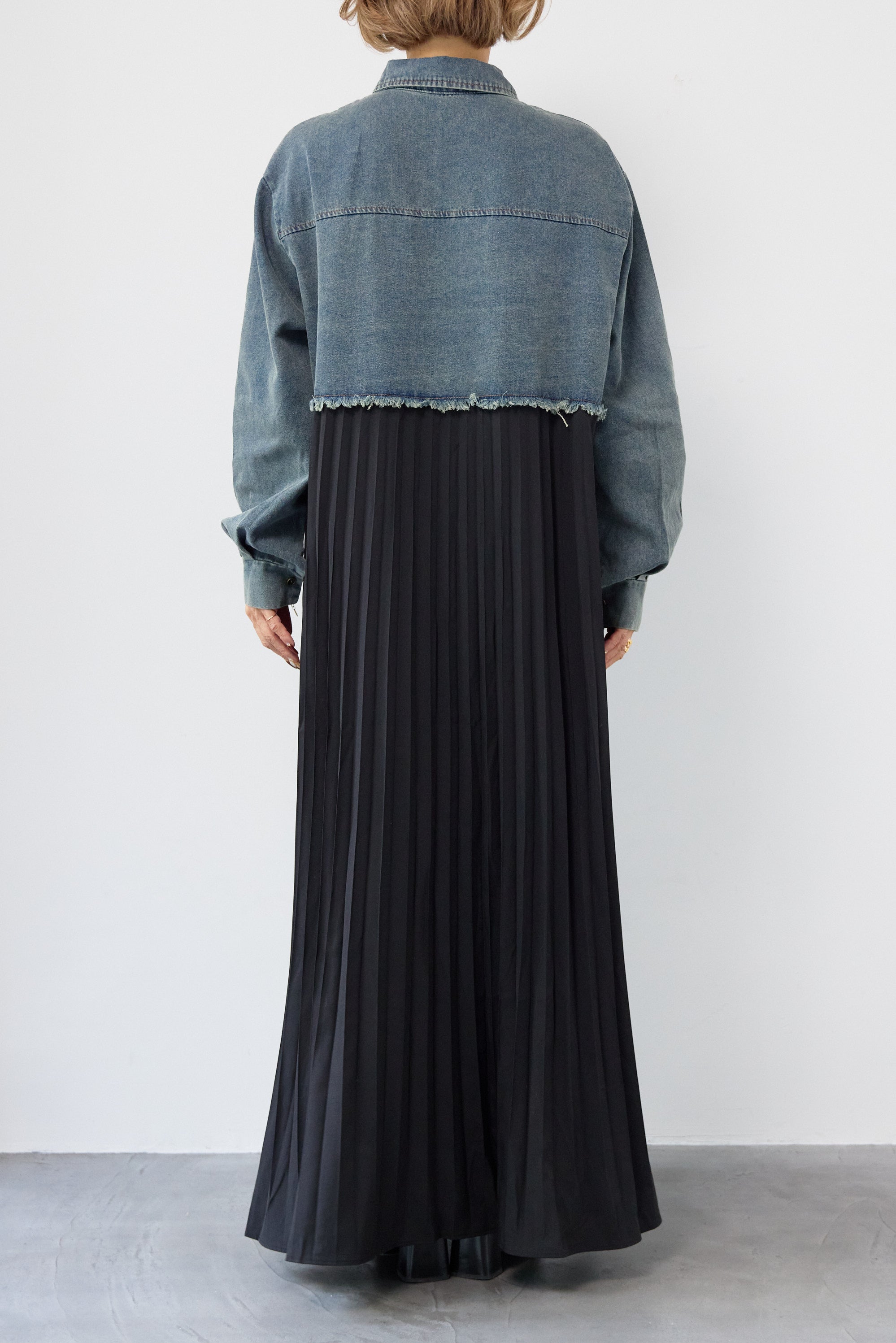 デニム切替プリーツワンピース – plusotoha