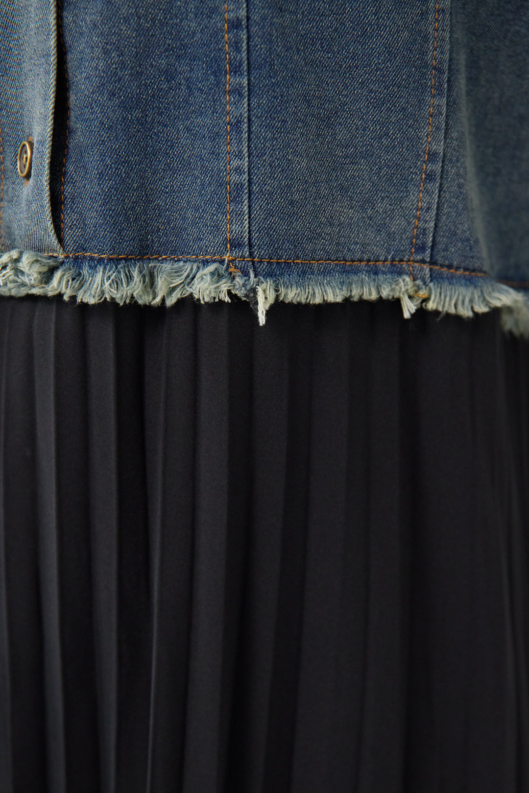 デニム切替プリーツワンピース