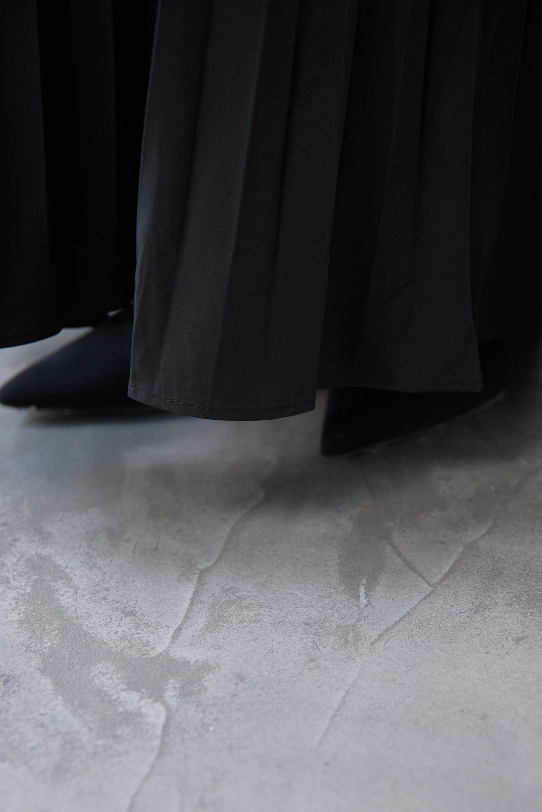 デニム切替プリーツワンピース