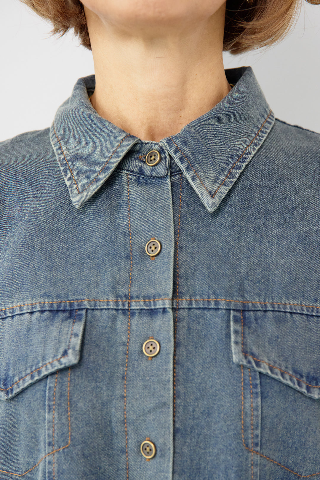 デニム切替プリーツワンピース