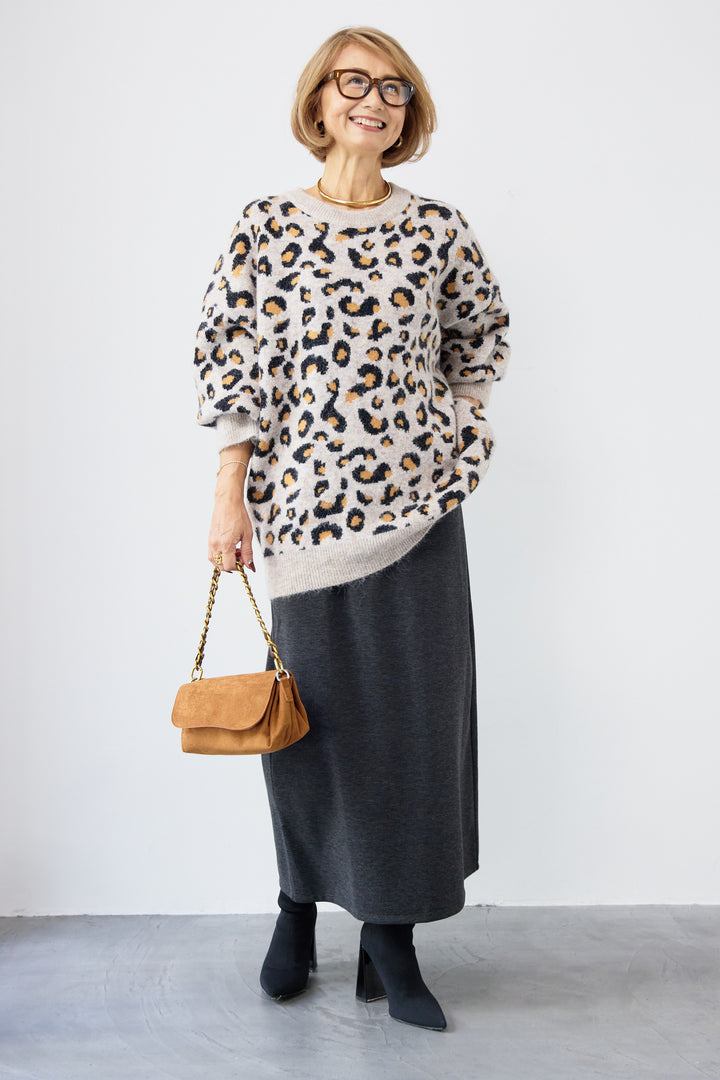 レオパードニットプルオーバー