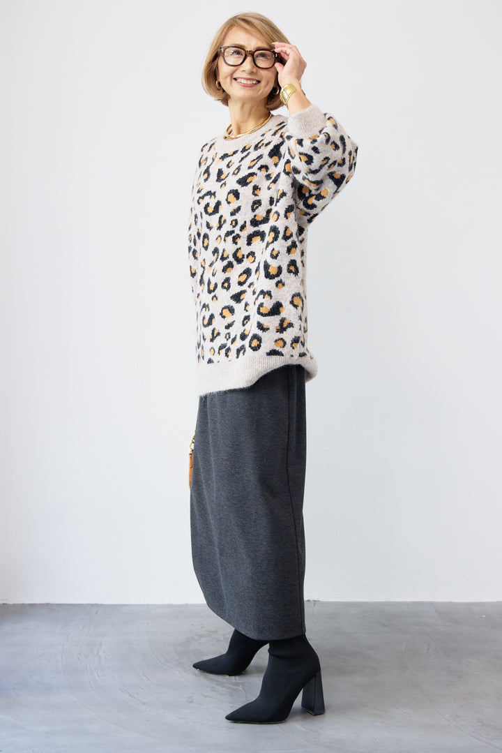 レオパードニットプルオーバー