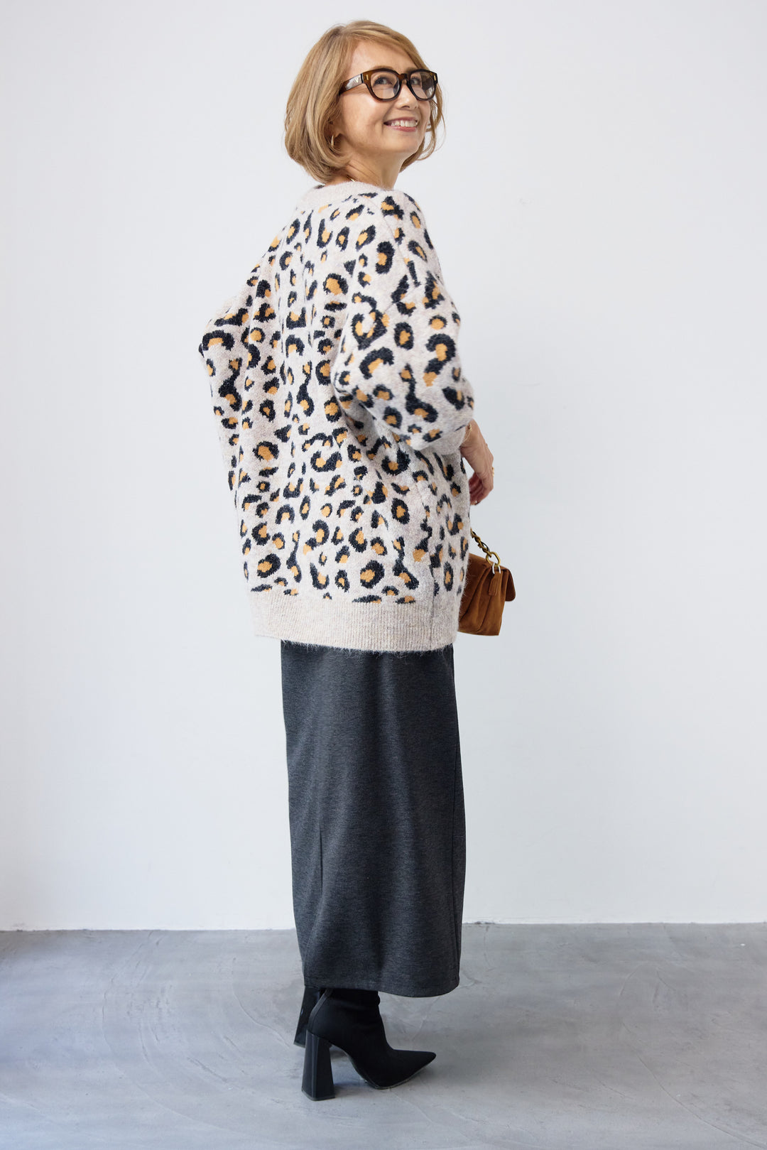 レオパードニットプルオーバー