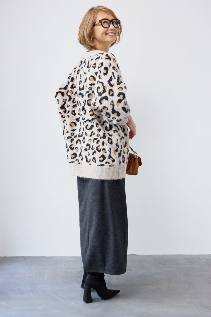 レオパードニットプルオーバー