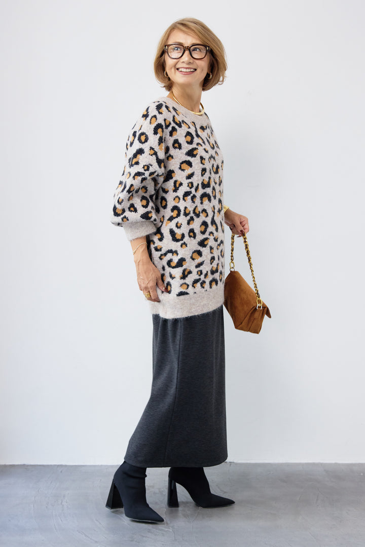 レオパードニットプルオーバー