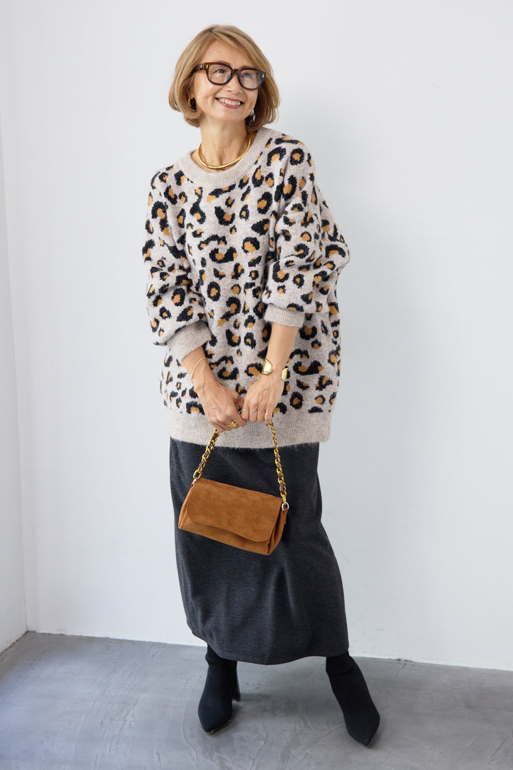 レオパードニットプルオーバー