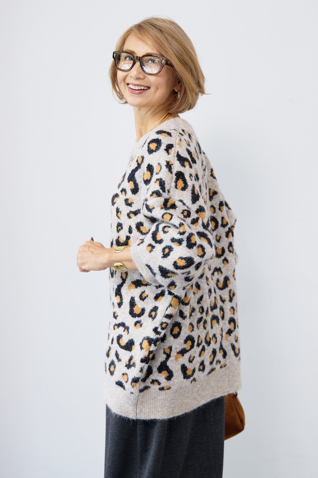 レオパードニットプルオーバー