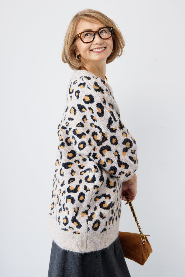レオパードニットプルオーバー