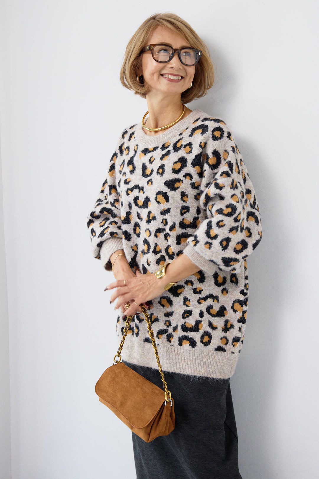 レオパードニットプルオーバー