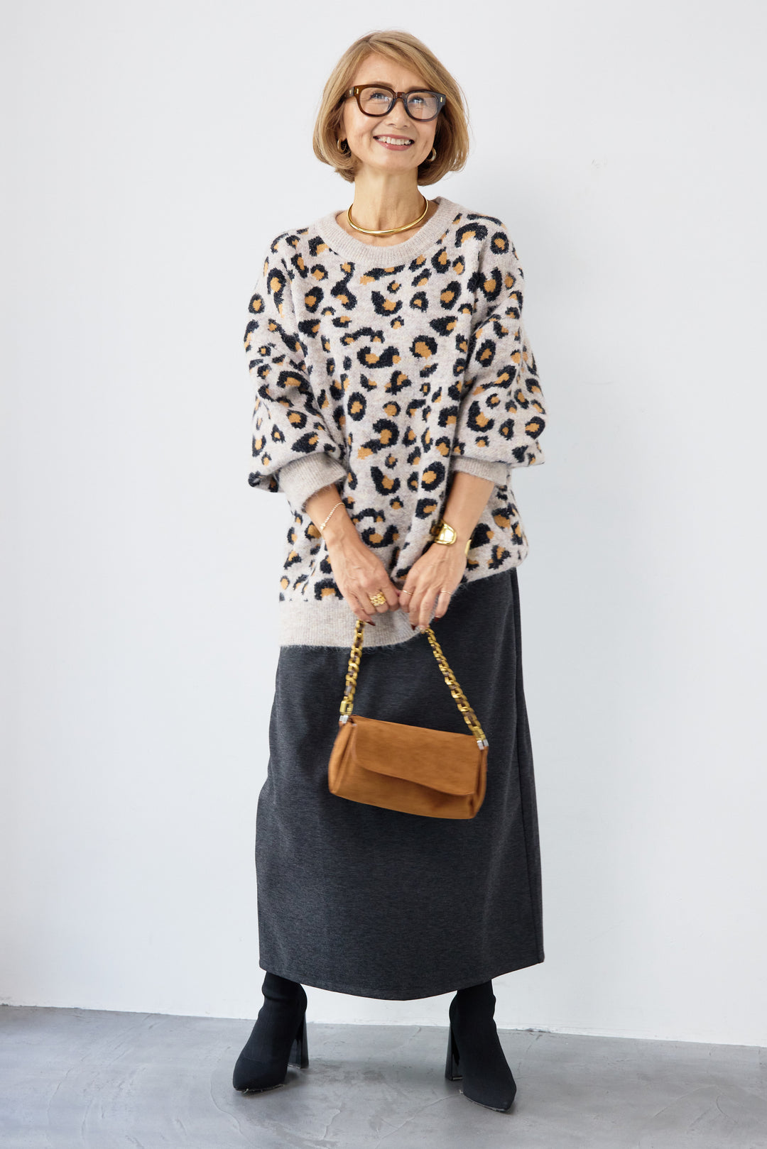 レオパードニットプルオーバー