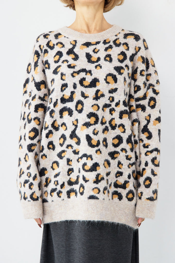 レオパードニットプルオーバー