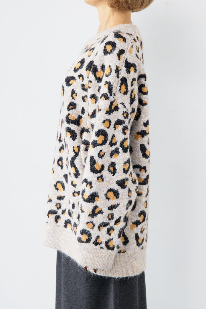 レオパードニットプルオーバー
