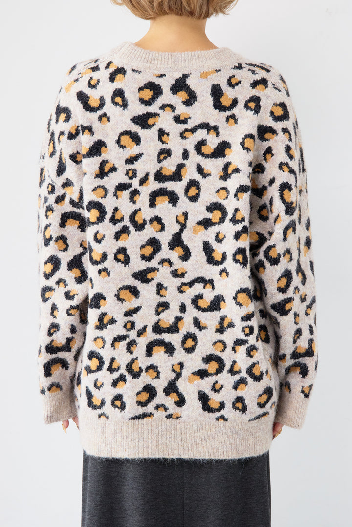 レオパードニットプルオーバー