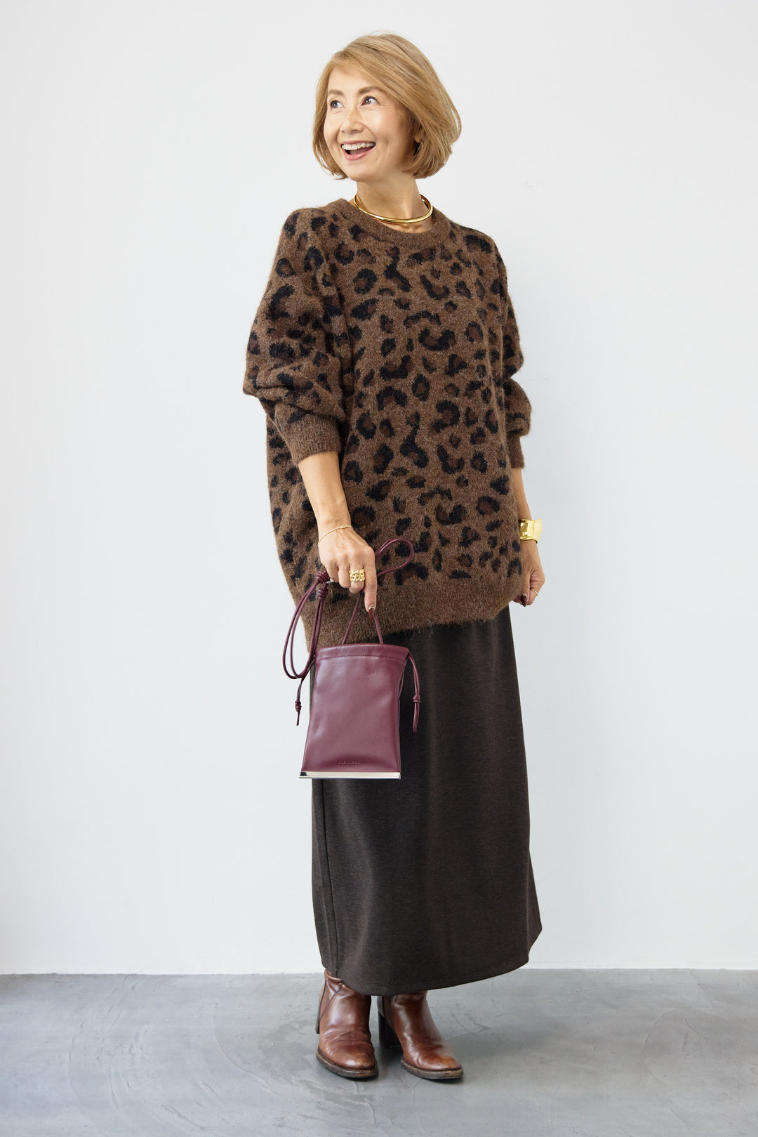 レオパードニットプルオーバー