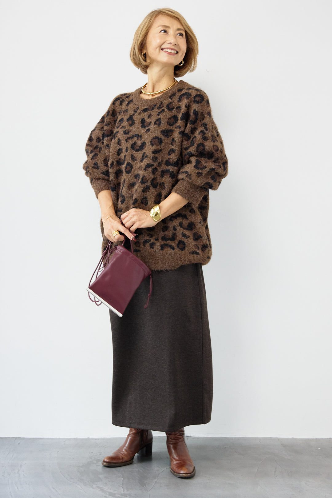 レオパードニットプルオーバー