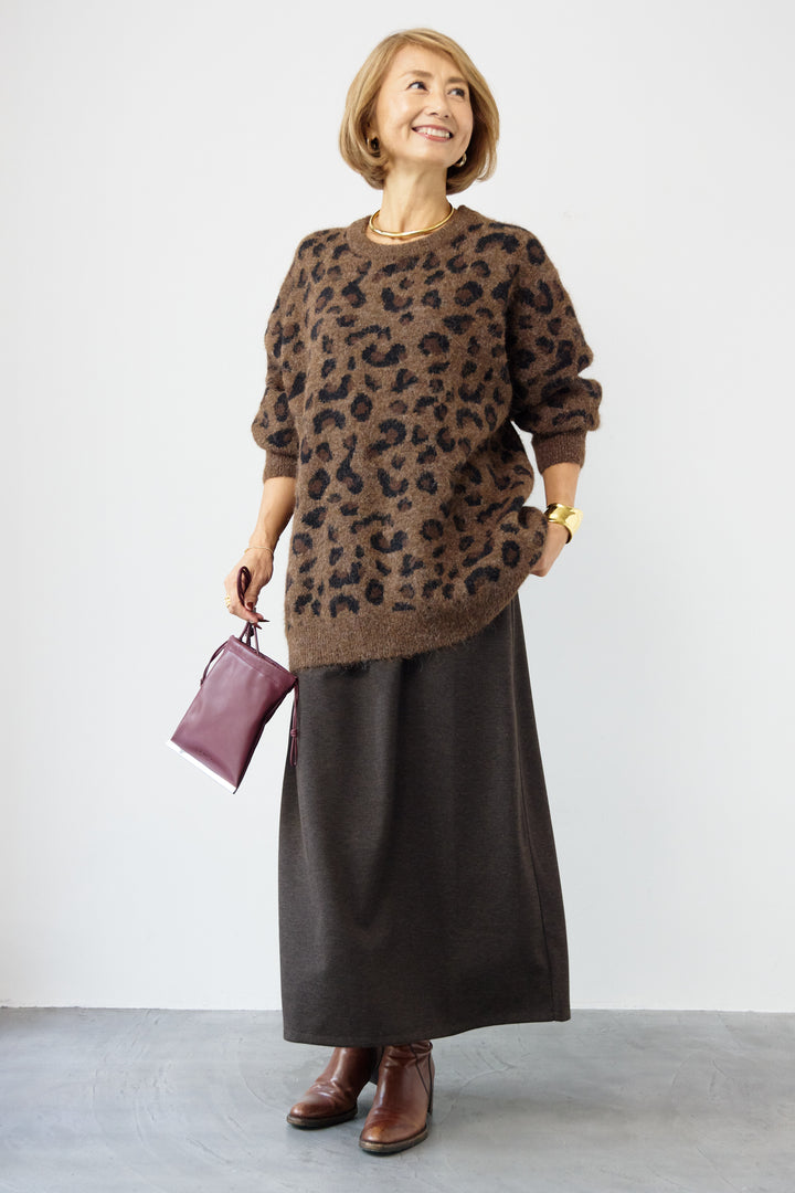 レオパードニットプルオーバー