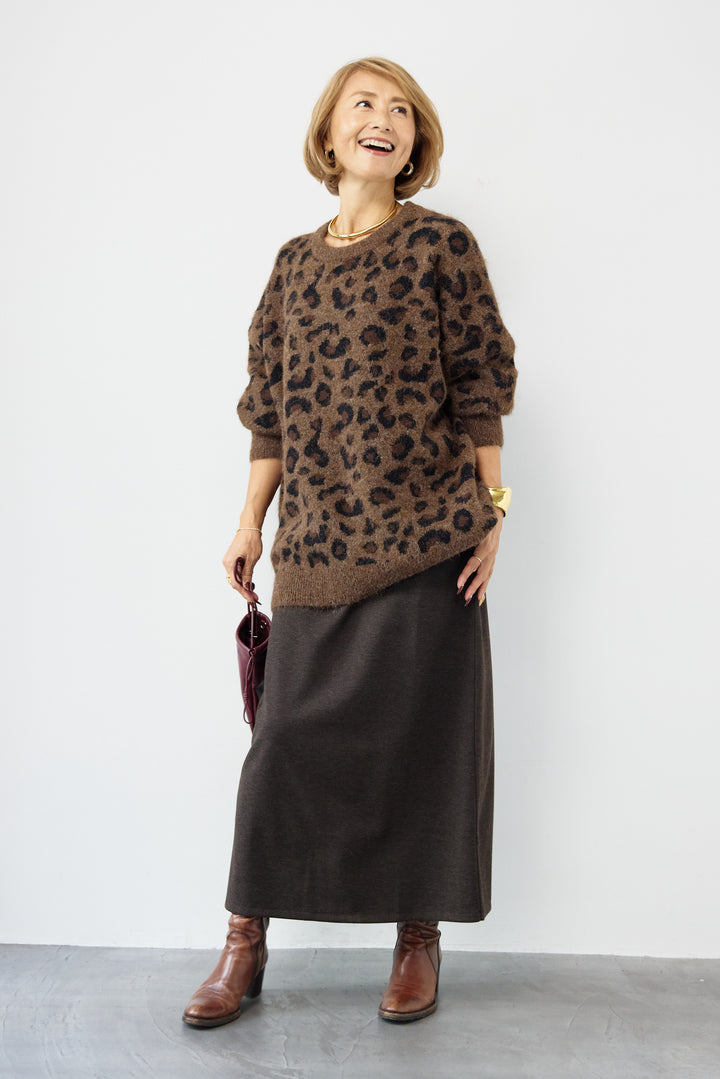 レオパードニットプルオーバー
