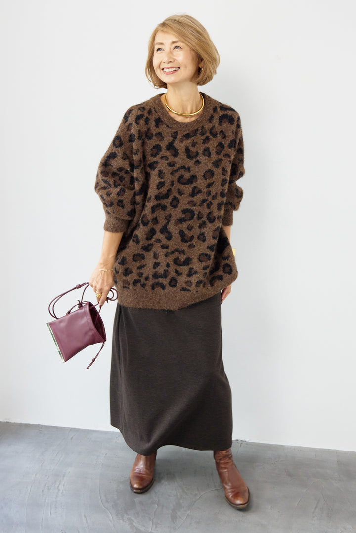 レオパードニットプルオーバー