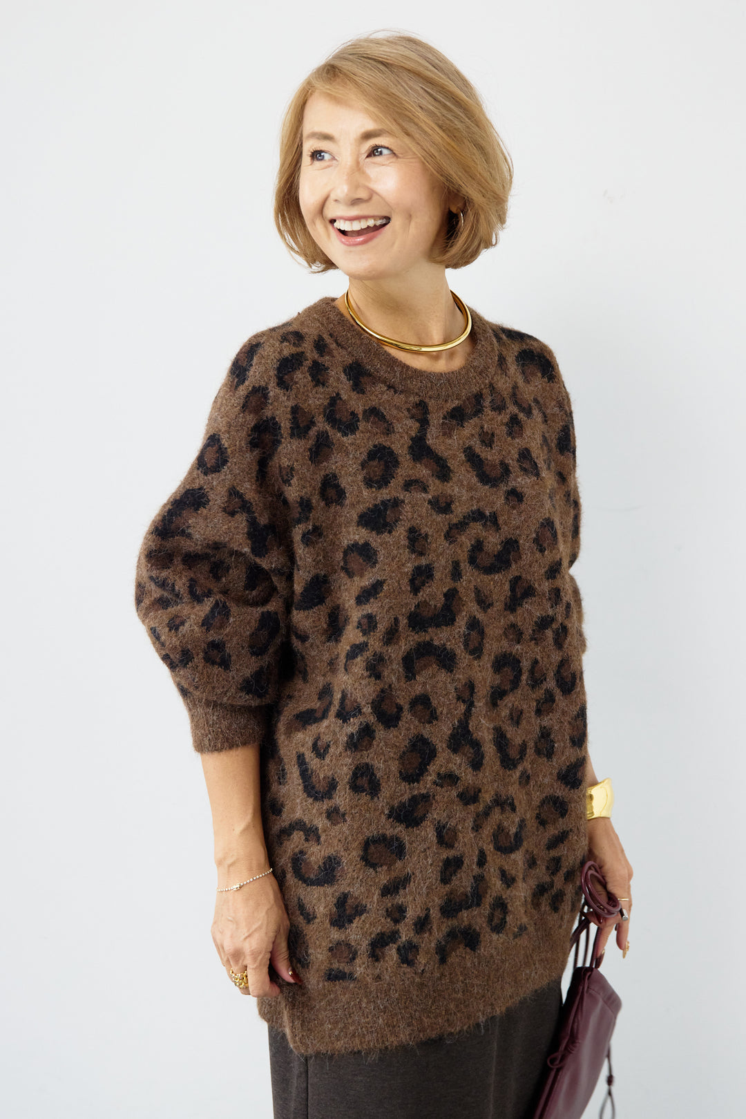 レオパードニットプルオーバー