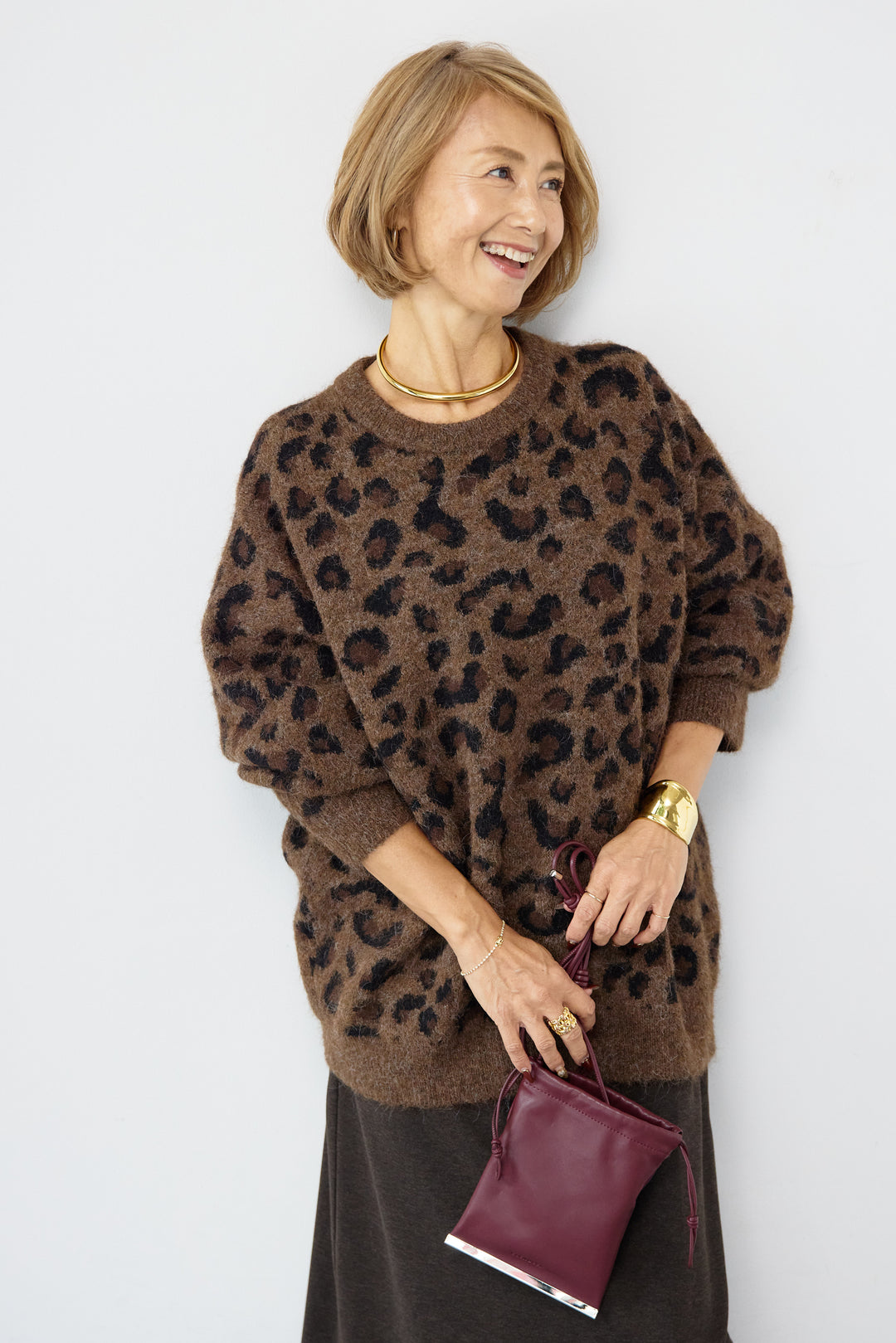 レオパードニットプルオーバー