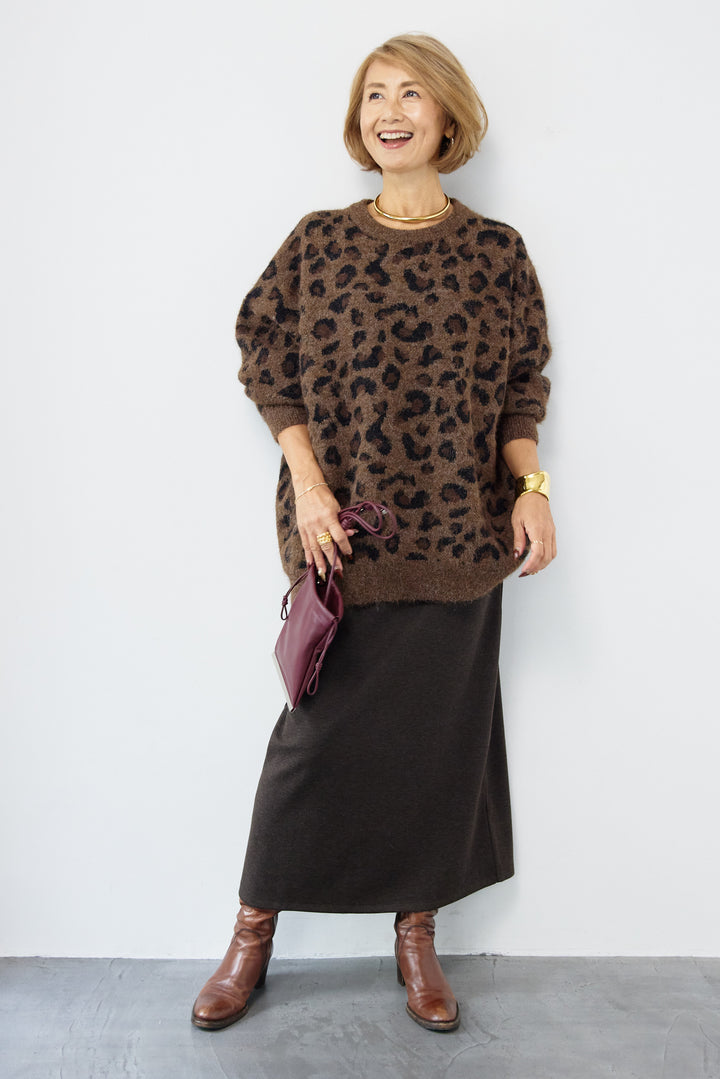 レオパードニットプルオーバー