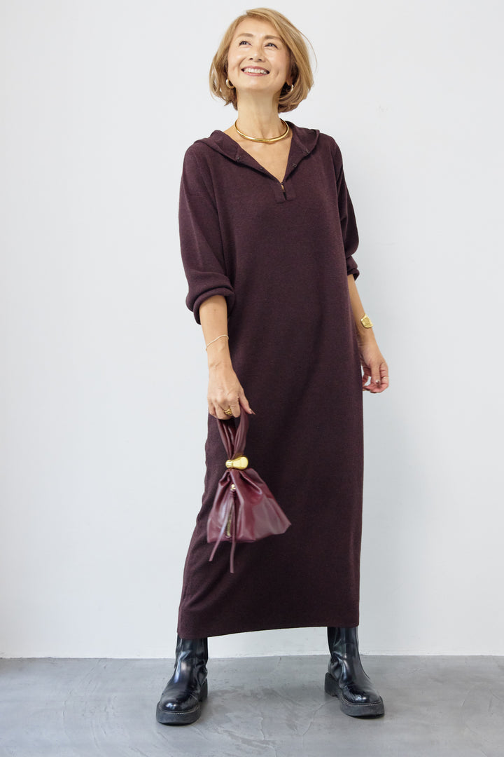 ウールミックス フーディニットワンピース