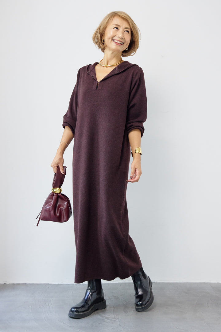 ウールミックス フーディニットワンピース