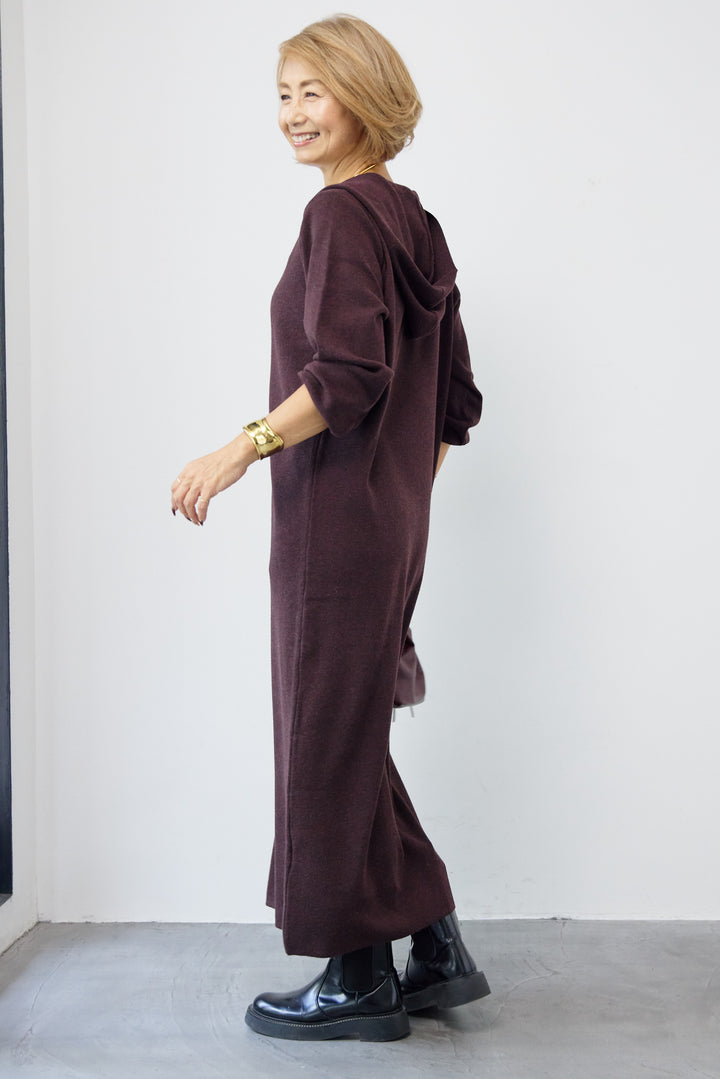 ウールミックス フーディニットワンピース