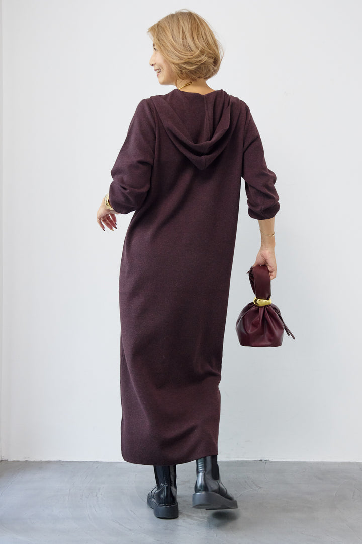 ウールミックス フーディニットワンピース