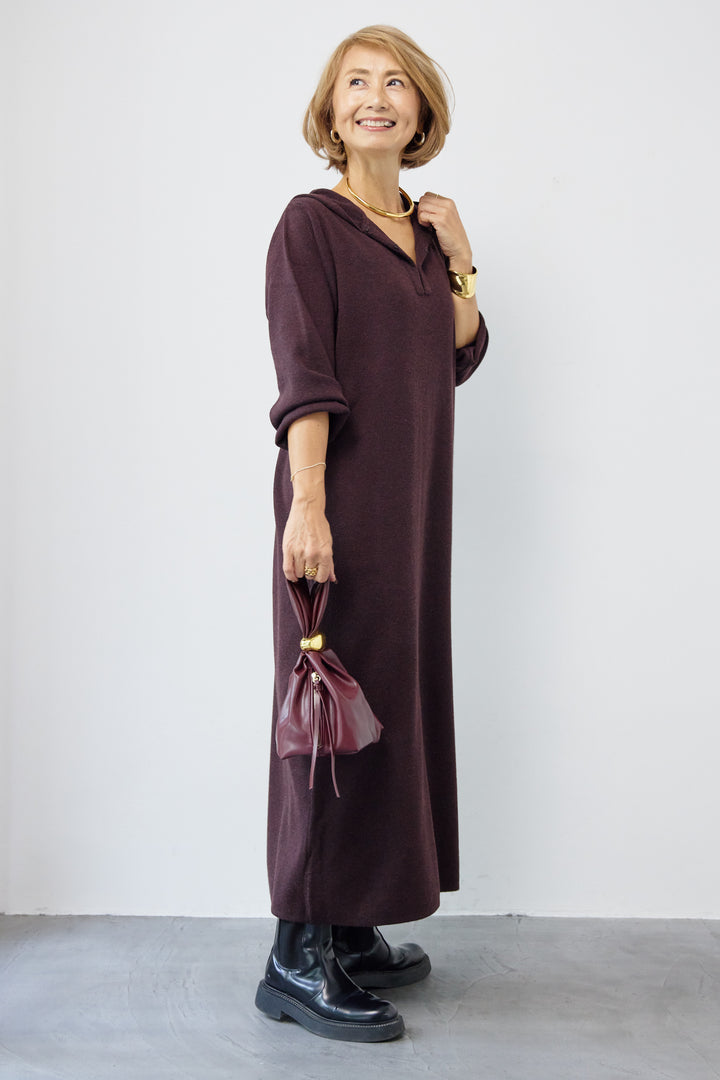 ウールミックス フーディニットワンピース