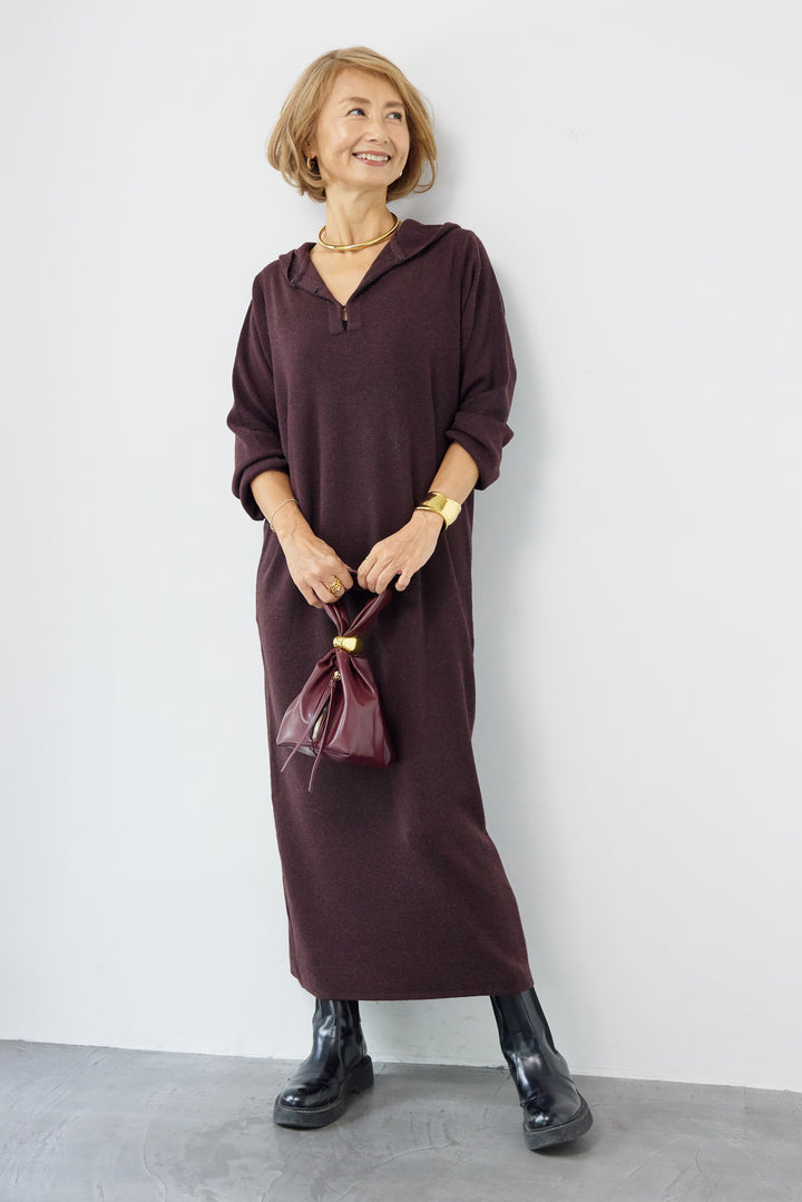 ウールミックス フーディニットワンピース