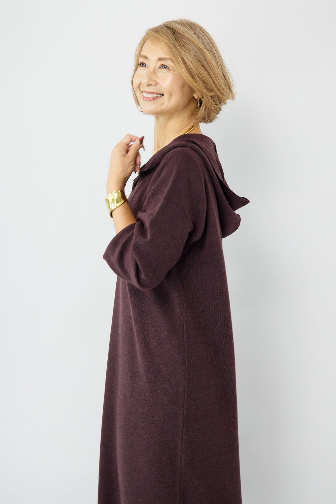 ウールミックス フーディニットワンピース