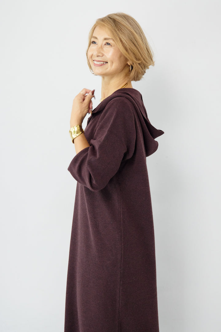 ウールミックス フーディニットワンピース