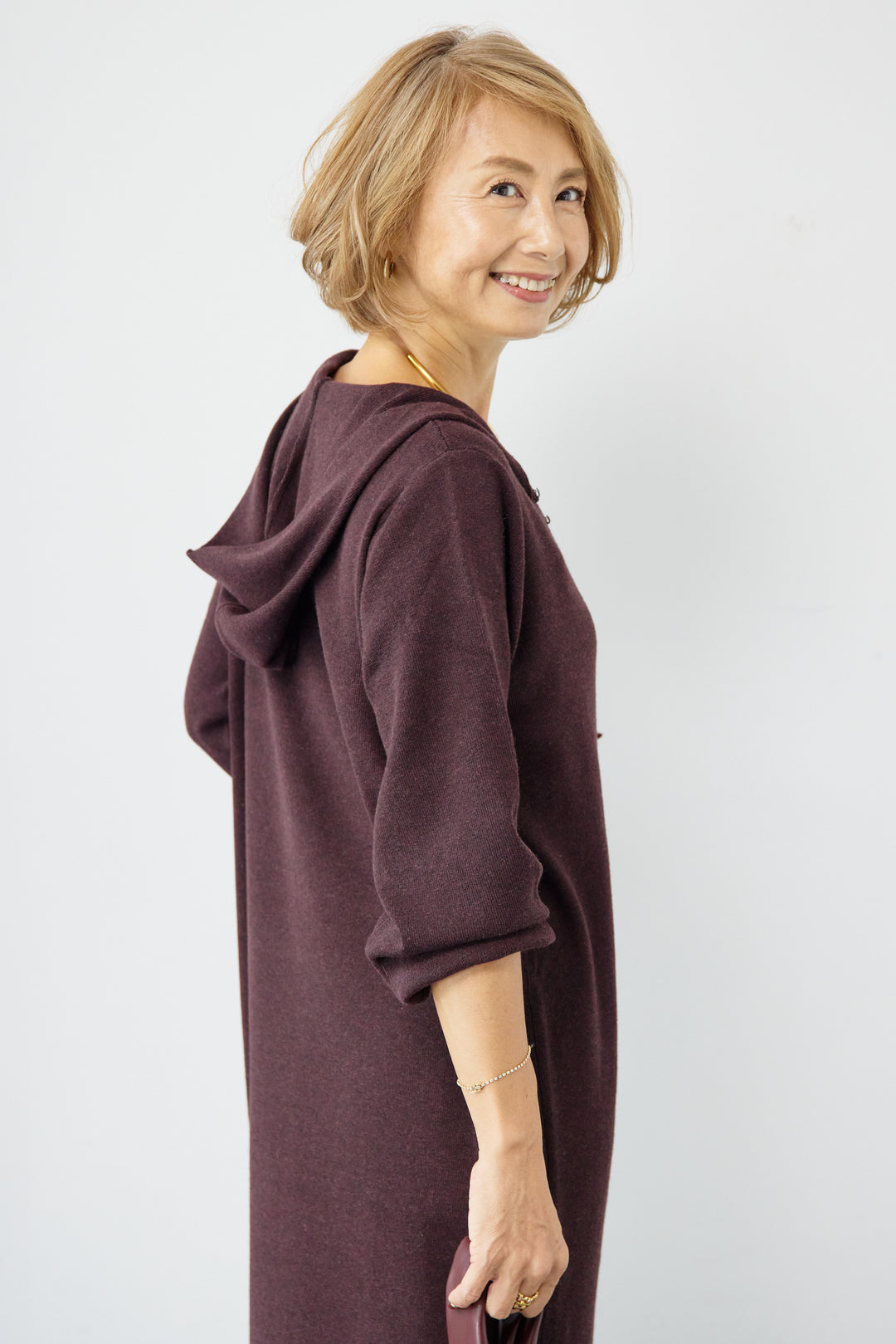 ウールミックス フーディニットワンピース