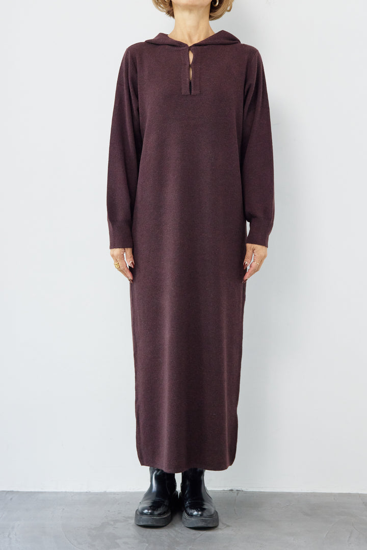 ウールミックス フーディニットワンピース