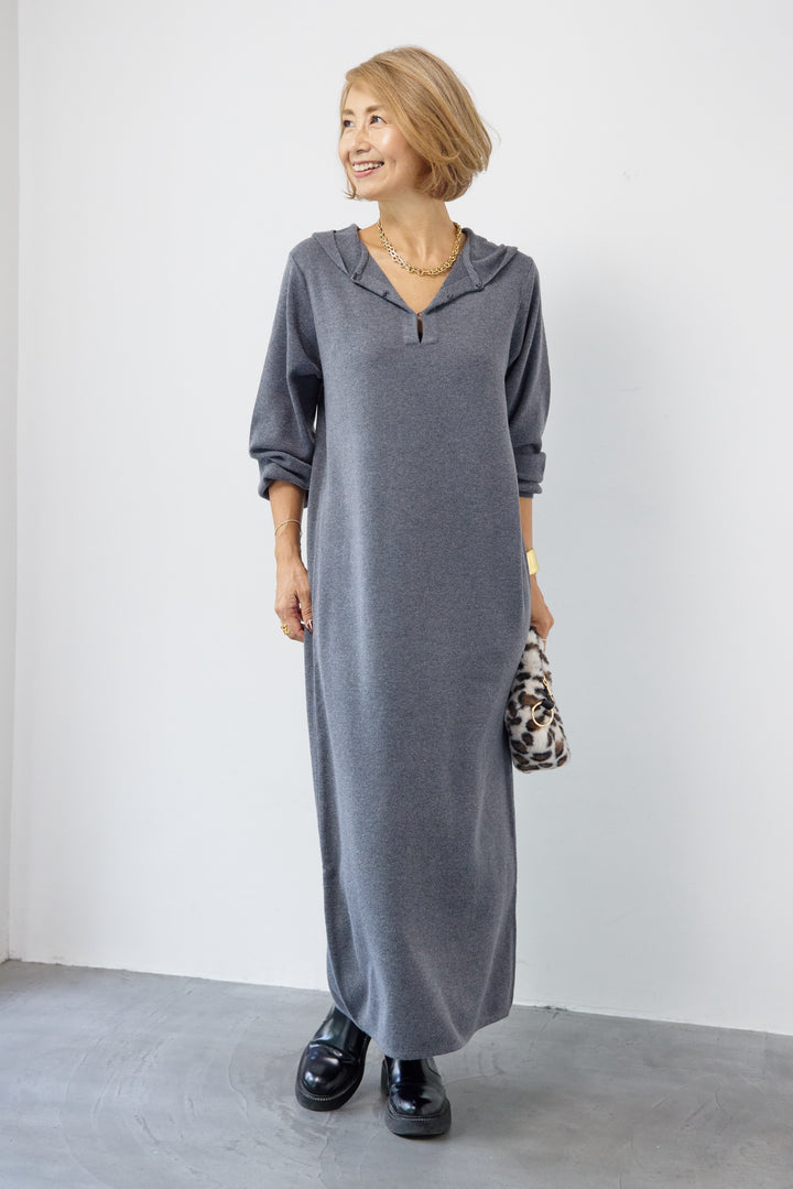 ウールミックス フーディニットワンピース