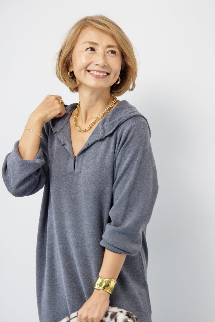 ウールミックス フーディニットワンピース