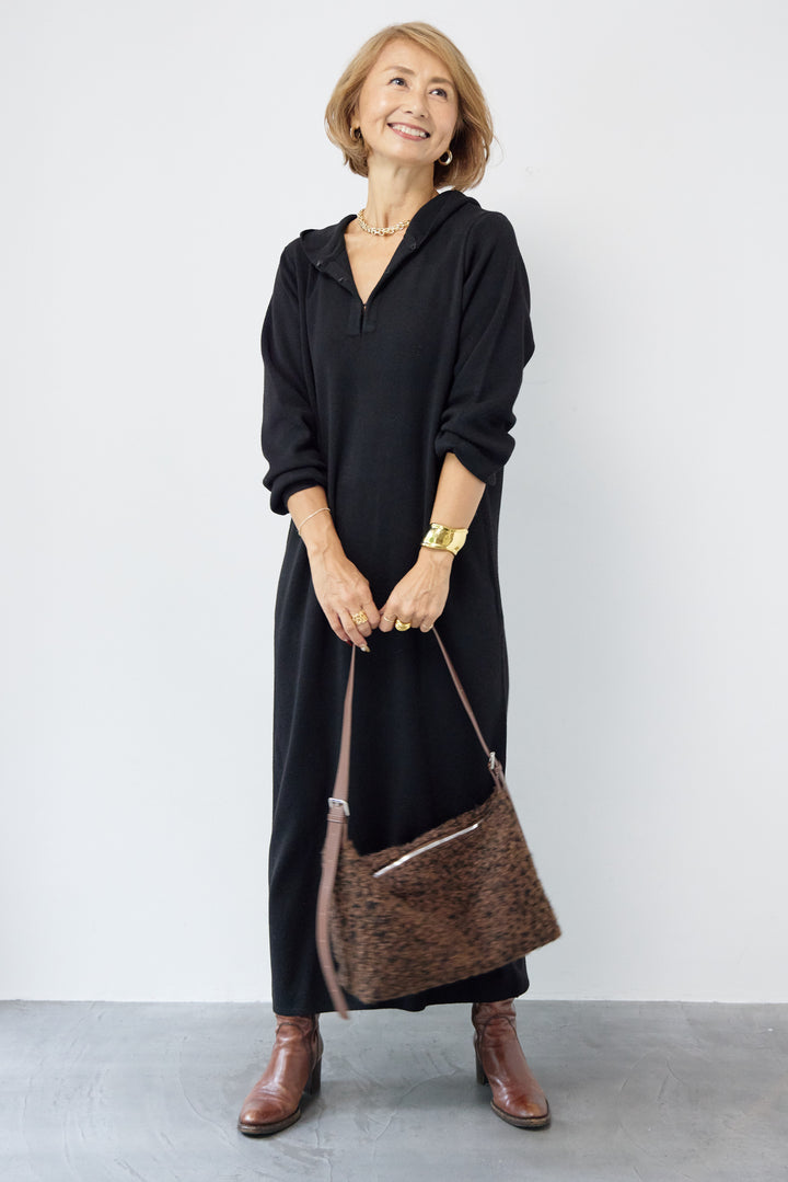 ウールミックス フーディニットワンピース