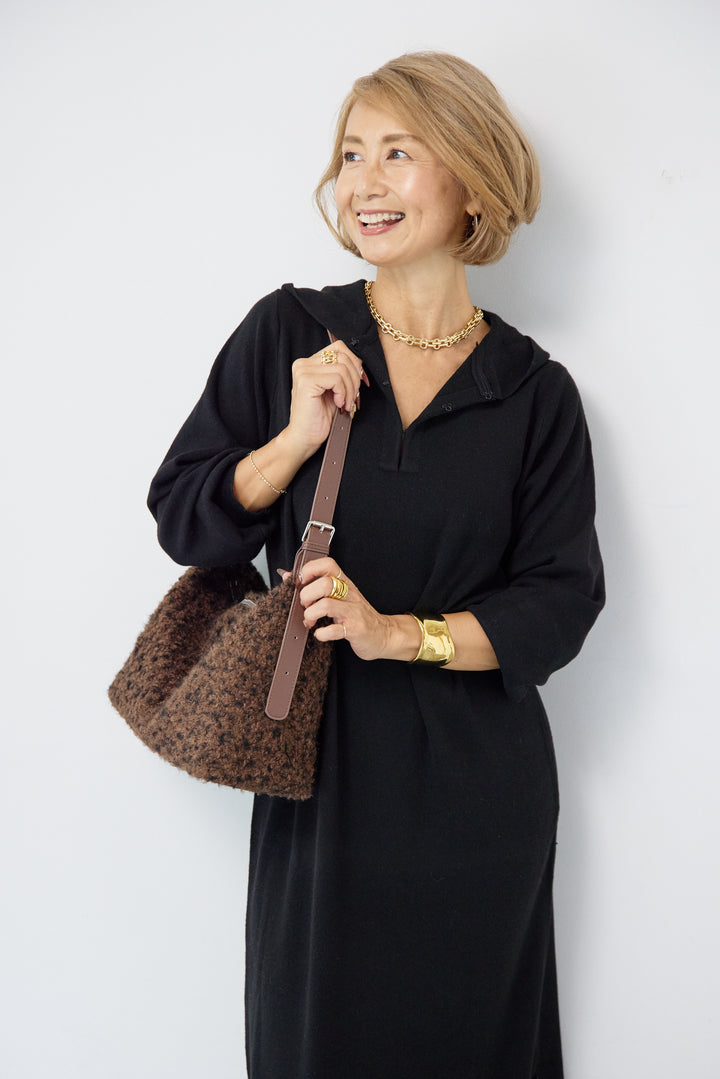 ウールミックス フーディニットワンピース