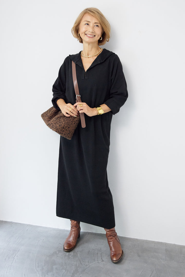 ウールミックス フーディニットワンピース