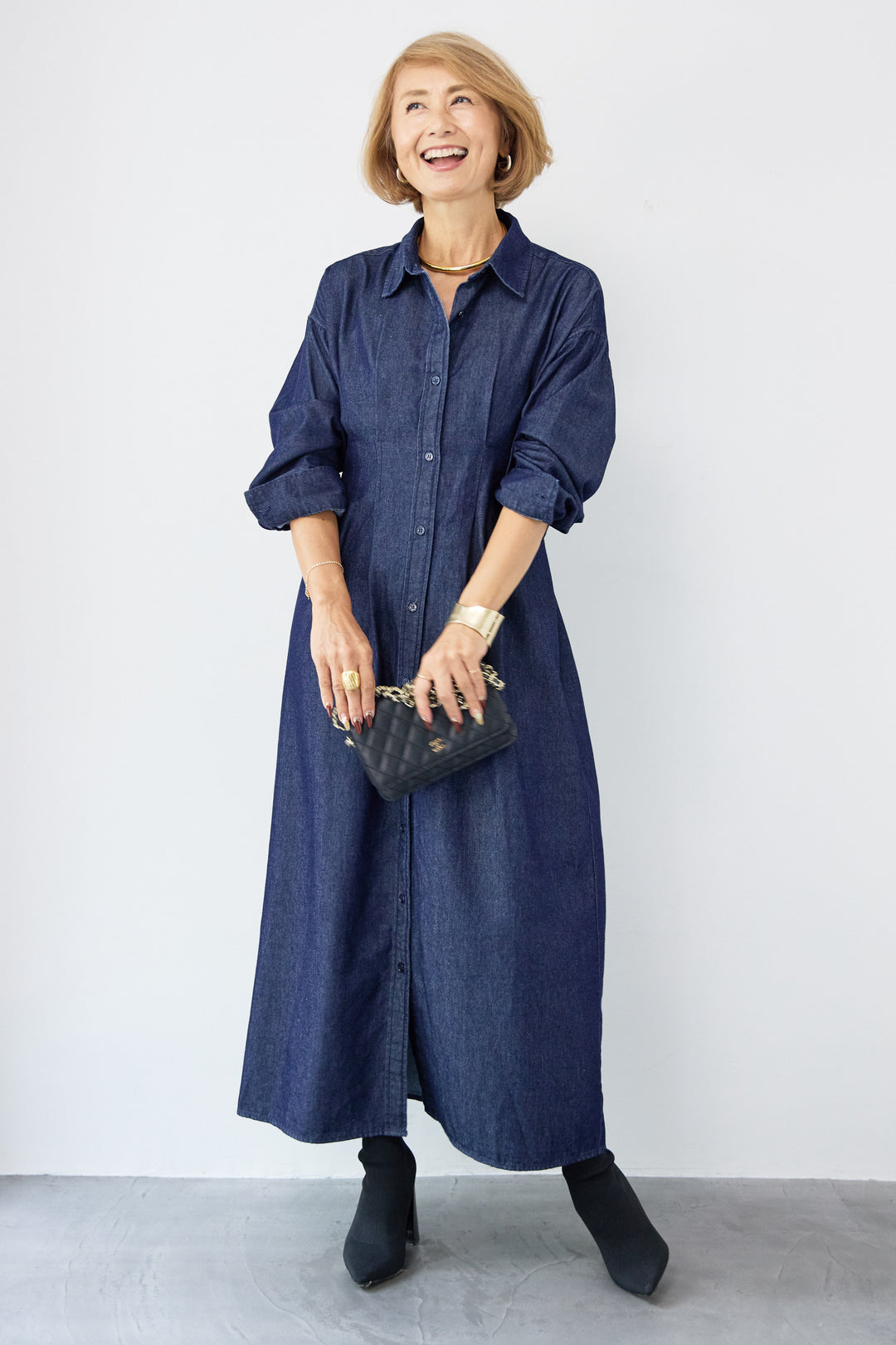 デニムタックシャツワンピース