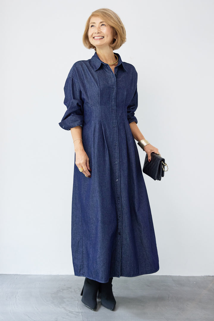 デニムタックシャツワンピース