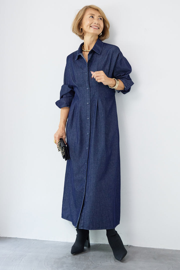 デニムタックシャツワンピース